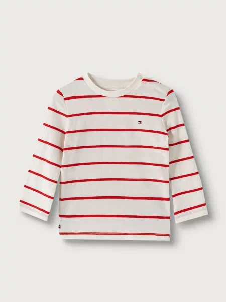 Tommy Hilfiger majica dugih rukava za bebe od pamuka s elastanom crvena