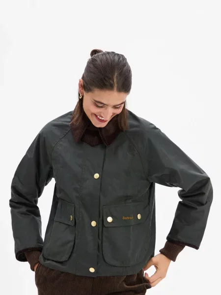 Barbour kurtka woskowana Beadnell Kobiety jednolity 34 zielony