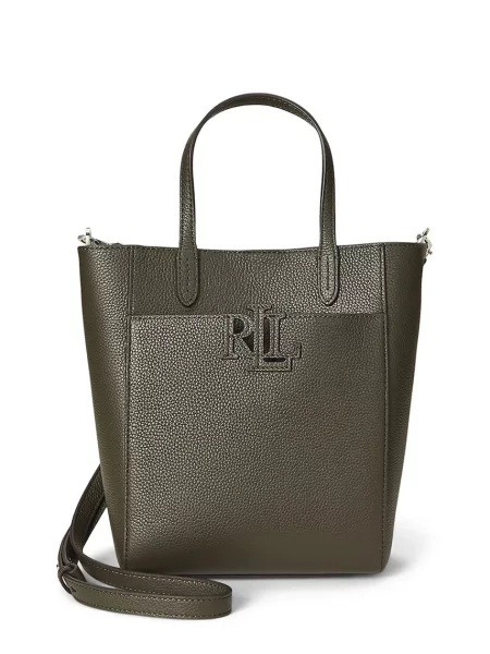 Кожена чанта Lauren Ralph Lauren кафяво зелено