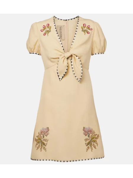 Rochie Valentino cu broderie cu model floral bej