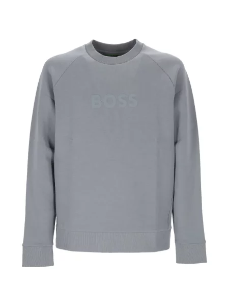 Hanorac crewneck Boss cu autograf gri