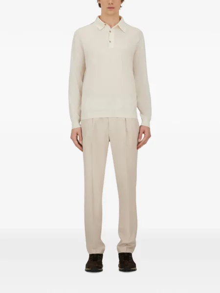 Lung tricou polo Herno alb