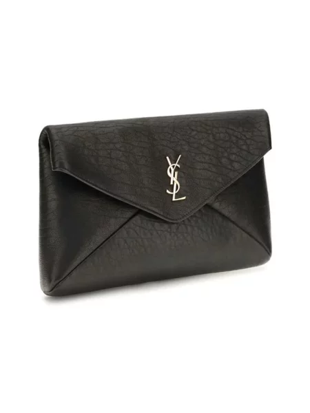 Kopertówka Saint Laurent skórzana czarna