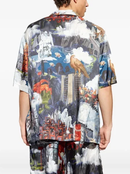 Cămașă Off-white cu imagine scurtă alb