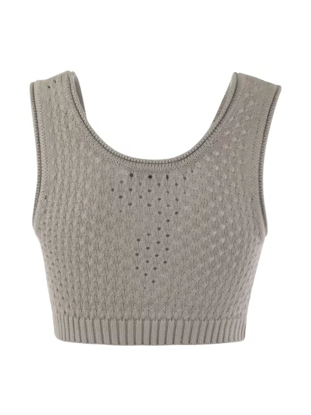 Top Elisabetta Franchi z siateczką z siateczki z dżetami szary