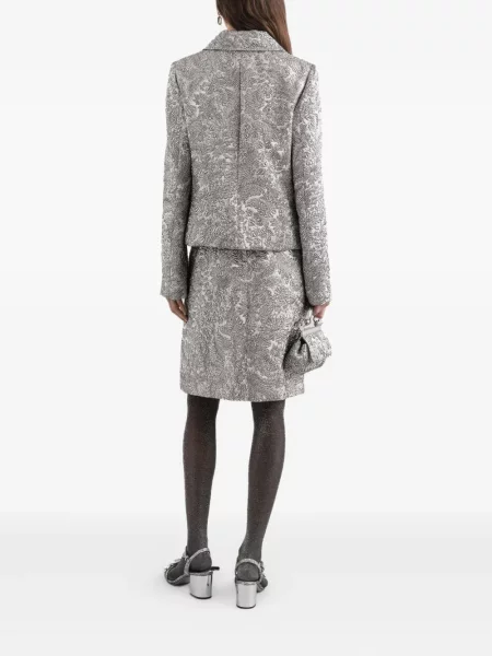 Fustă Dolce & Gabbana cu model floral din jacard argintiu