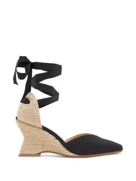Espadrilės Castañer ant pleištinio kulniuko juoda