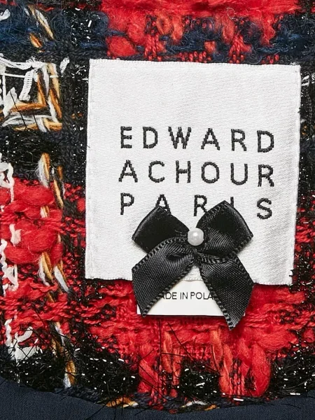 Płaszcz dwurzędowy Edward Achour Paris tweedowy dwurzędowy czerwony