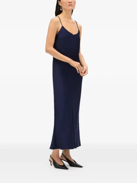 Rochie Another Tomorrow din satin albastru