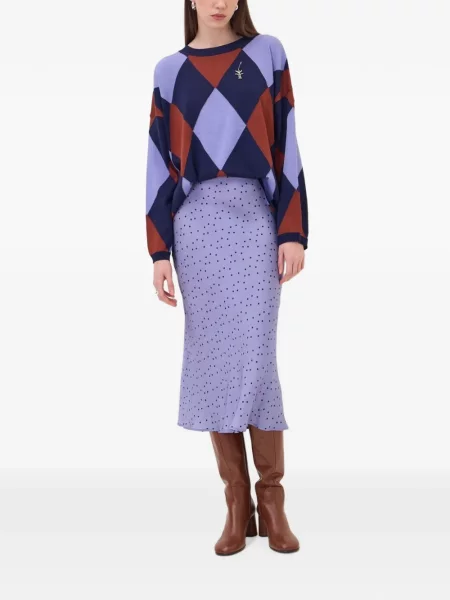 Lung pulover Ottod’ame cu imprimeu geometric violet