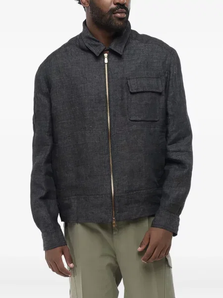 Jachetă-cămașă Brunello Cucinelli cu buzunar frontal gri