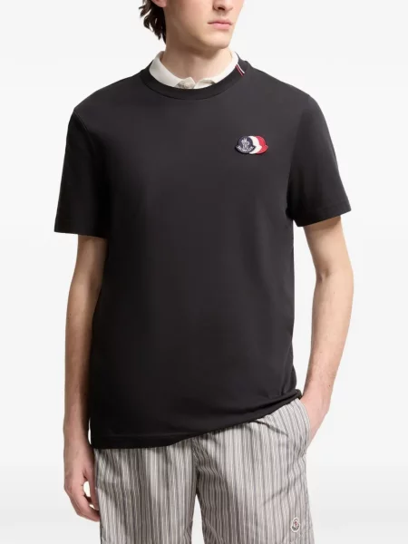 Tricou Moncler cu broderie albastru