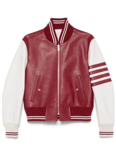 Kožená bunda Thom Browne červená
