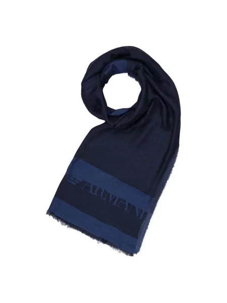 Szal Emporio Armani wełniana niebieska