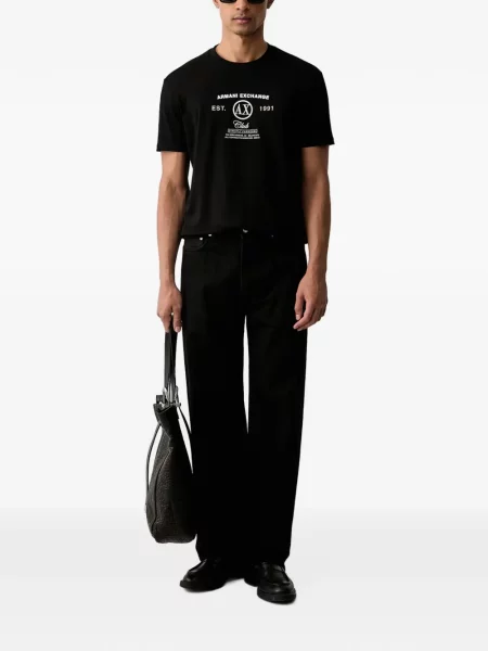 Μπλούζα Armani Exchange με αυτόγραφο μαύρο