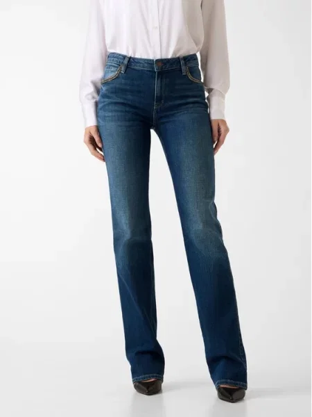 Guess Jeans hlače Straight Fit modra