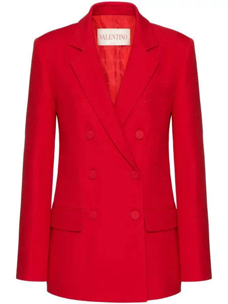 Sacou Valentino Garavani din crep cu două rânduri de nasturi roșu