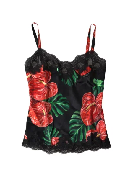 Maiou Dolce & Gabbana cu model floral cu imagine din dantelă negru