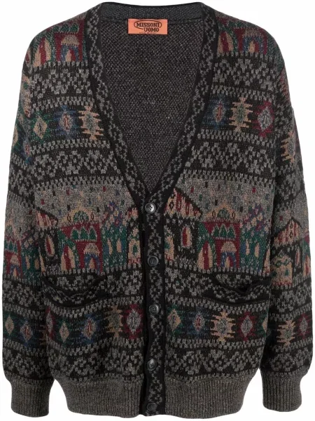 Pletený kardigan Missoni Pre-owned s výstřihem do v hnědý