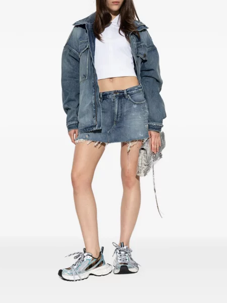 Geacă de blugi Balenciaga cu imagine albastru