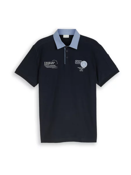 TOM TAILOR Tricou albastru deschis / albastru închis / lână alb