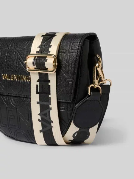 Lniana torebka Valentino Bags czarna