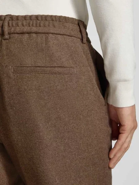 Spodnie o kroju tapered fit z mieszanki i żywej wełny model Perin' Boss beżowe