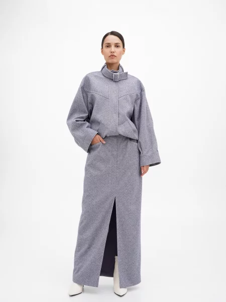 Шерстяной бомбер A Lot синий