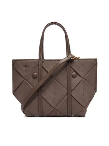 Calvin Klein Ročna torba Woven Sueded Mini Tote Crossbody Rjava bež