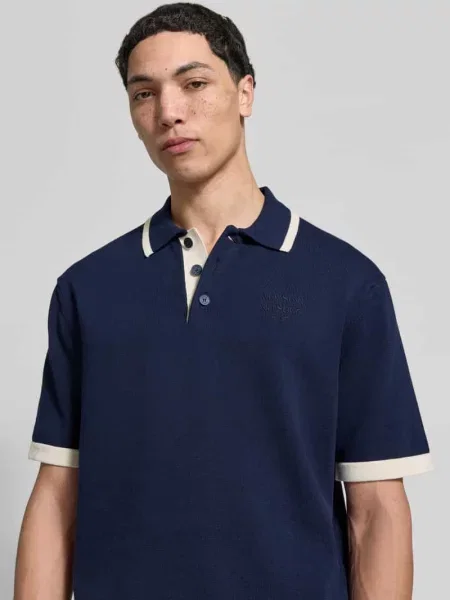 Koszulka polo o kroju regular fit z bawełny Maison Kitsune granatowa