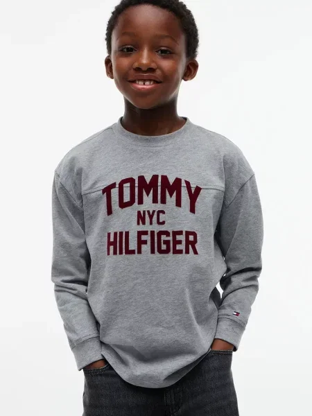 Tommy Hilfiger majica dugih rukava za djecu od pamuka siva