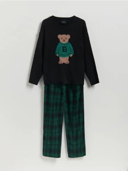 Reserved Pijama din două piese cu ursuleț negru