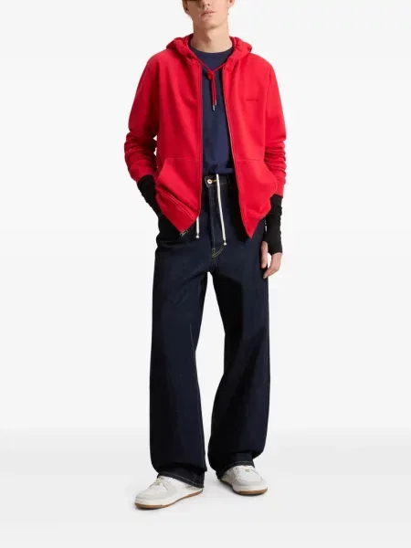 Hanorac cu glugă Woolrich din fleece roșu