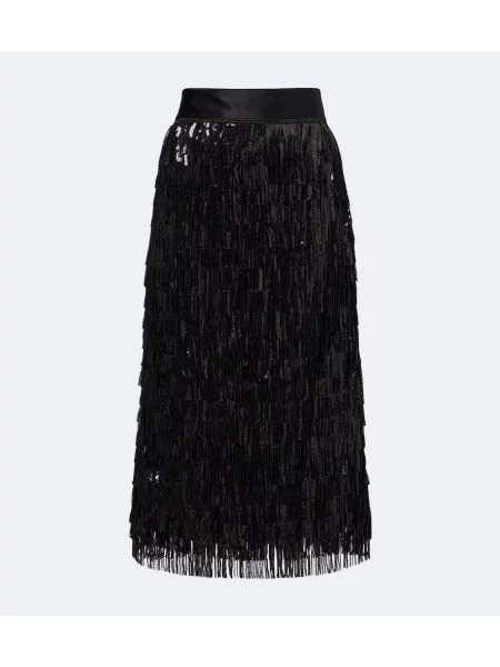Spódnica midi Dolce&gabbana z frędzli czarna