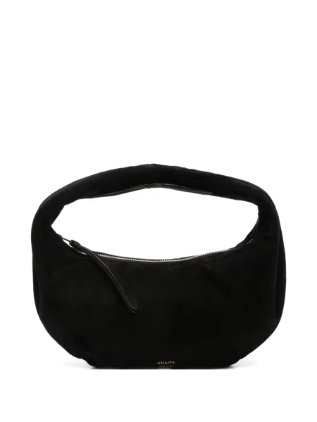 Geantă shopper Khaite din piele de căprioară negru