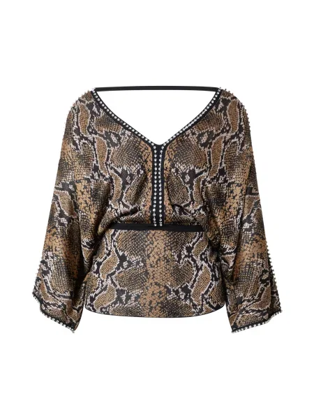 Karen Millen Bluză maro deschis / negru / murdar / argintiu alb