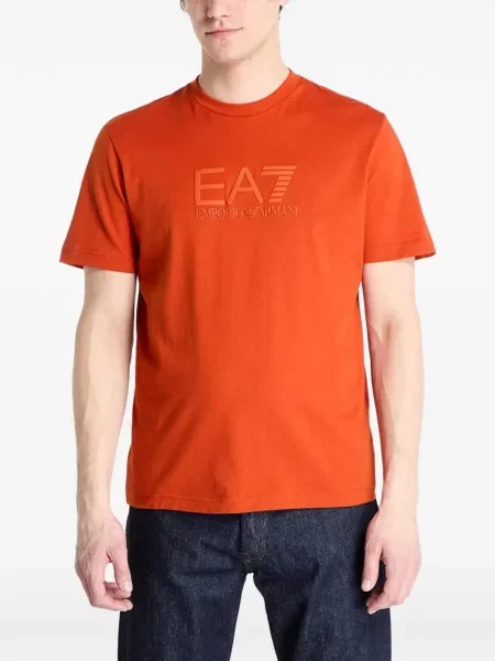 Tricou Ea7 Emporio Armani cu autograf portocaliu