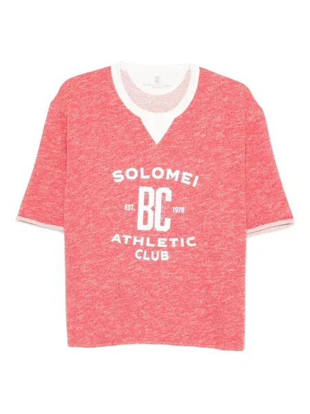 Tričko Brunello Cucinelli s potiskem červené