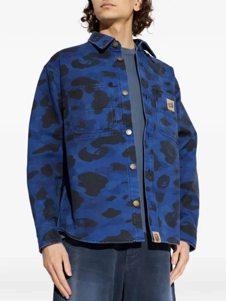 Maskáčová košile A Bathing Ape® s autogramem modrá