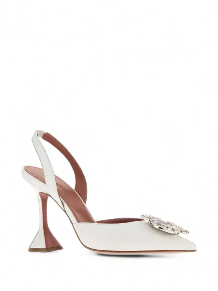 Pantofi cu toc Amina Muaddi slingback alb