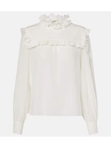 Cămașă Valentino de mătase alb