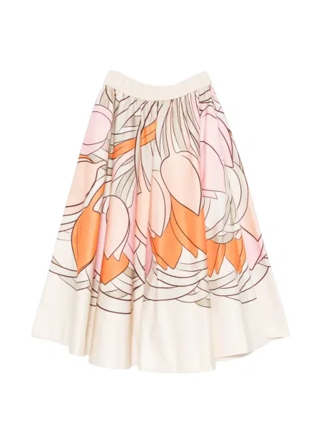 Spódnica midi La Doublej w kwiatki z nadrukiem do kolan