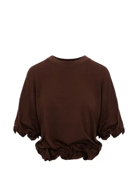 Tricou Seen Users cu volane maro