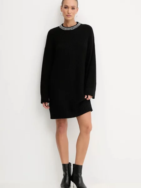 Pinko sukienka z domieszką wełny midi oversize czarny