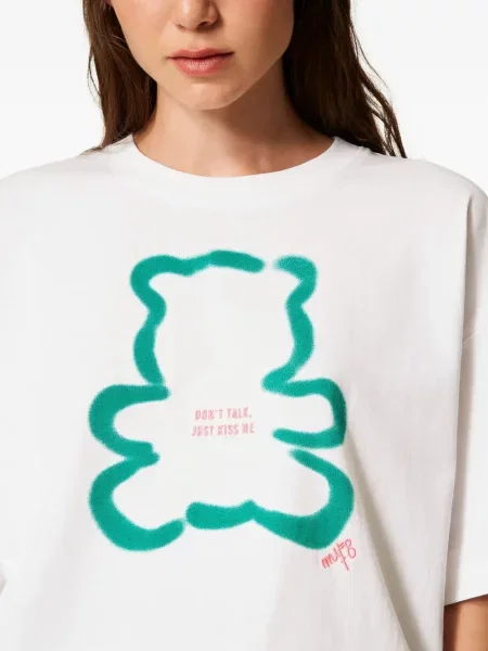 Tricou Twinset cu imagine teddy alb