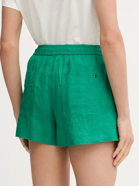 Bermudy o kroju regular fit z czystego lnu Tommy Hilfiger zielone