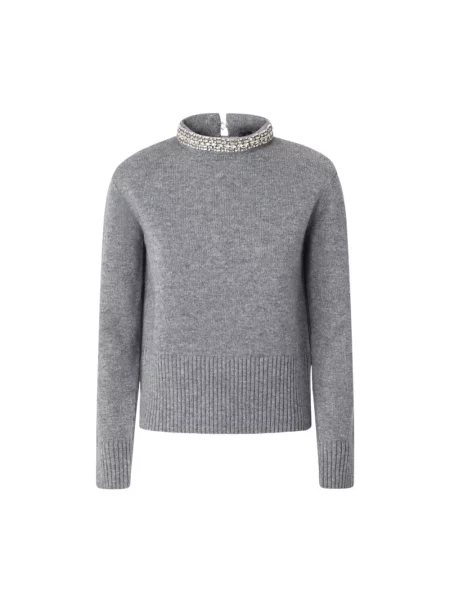 Sweter z golfem Pinko do golfa szary