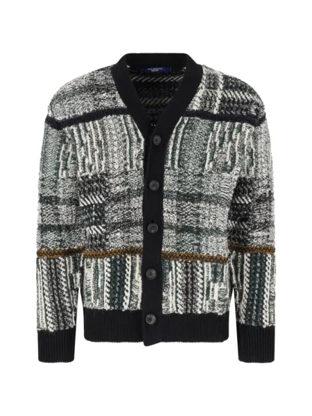 Cardigan Junya Watanabe Man în carouri tricotate negru