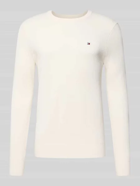 Sweter z dzianiny o kroju regular fit z czystej bawełny Tommy Hilfiger biały