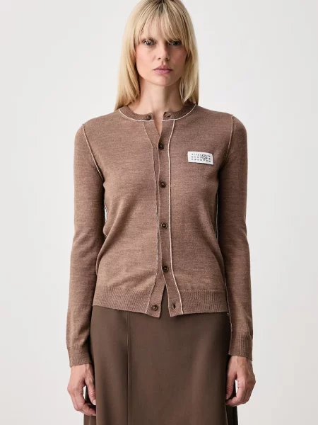 Maison Margiela kardigan z wełną brązowy